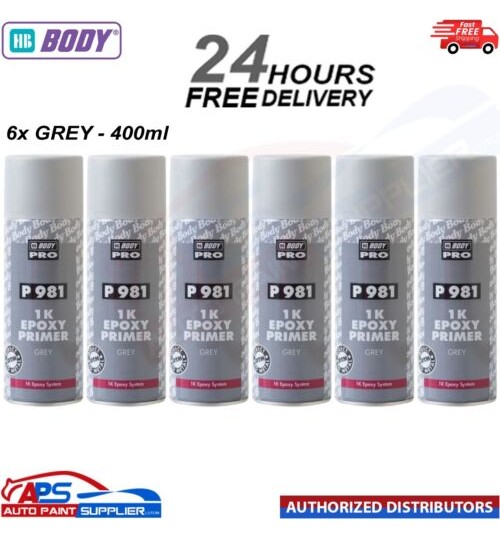 6X HB BODY PRO P981 1K EPOXY PRIMER AEROSOL GREY 400ML - FAST DELIVERY